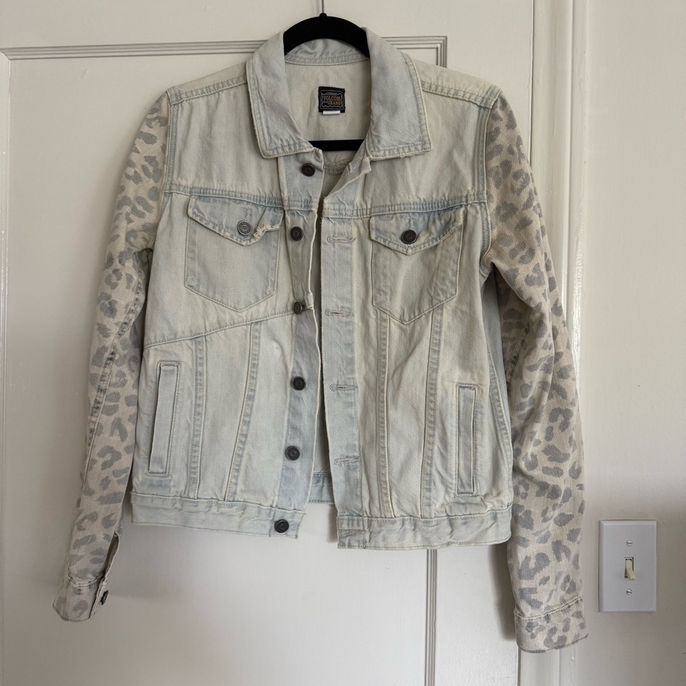 Denim Leopard Print Jacket
